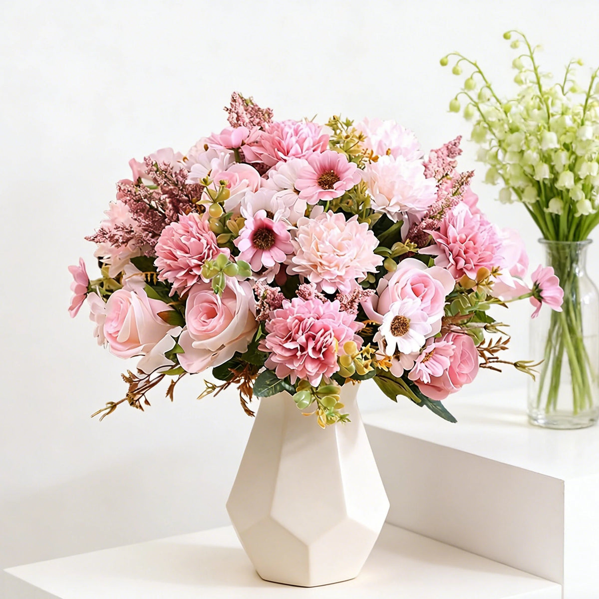 bouquet fleurs artificielles roses marguerites décoration mariage anniversaire extérieur intérieur