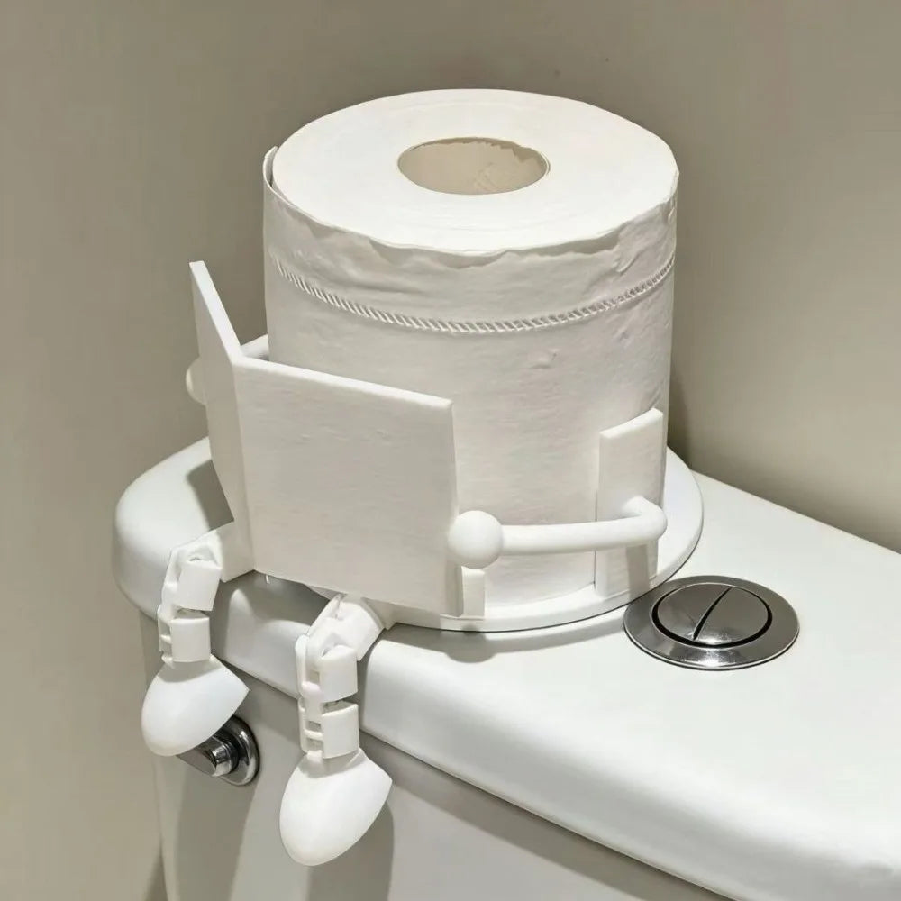 porte rouleau papier toilette blanc noir decoratif anthropomorphe table salle bain