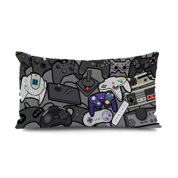 housse coussin motif jeux noir moderne dimension 50x30cm polyester respectueux environnement game over start