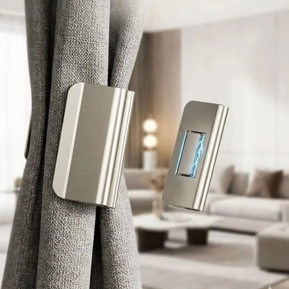clips rideau magnétiques argentés modernes résistants rouille polyester coton finition blanche fixations puissantes sans