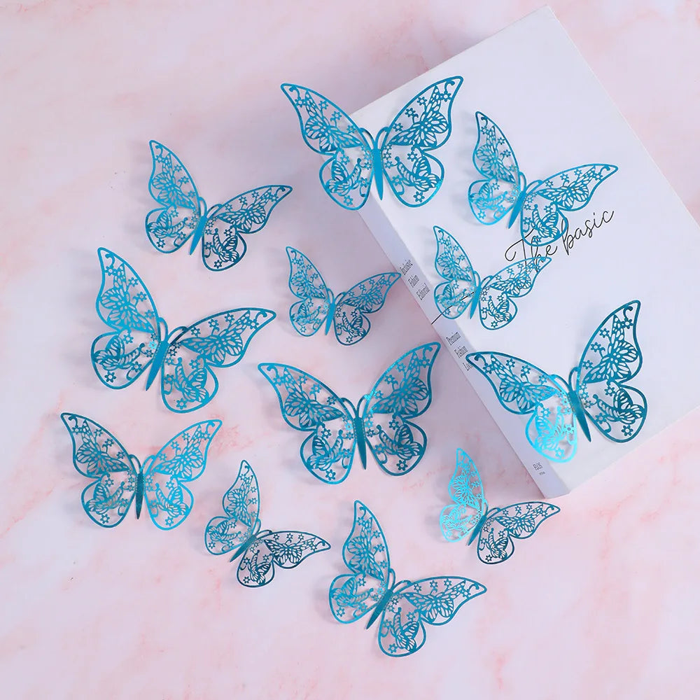 papillons décoratifs multicolores ornements floraux adhésifs diy gâteaux cupcakes boîtes cadeaux chambre coucher