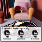 tapis crâne stylisé anti dérapant polyester doux moderne noir blanc rose