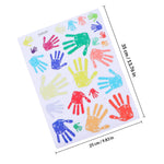 sticker mural empreintes mains couleur vives décoration enfantine chambre adhésif réversible dimension 35x25cm