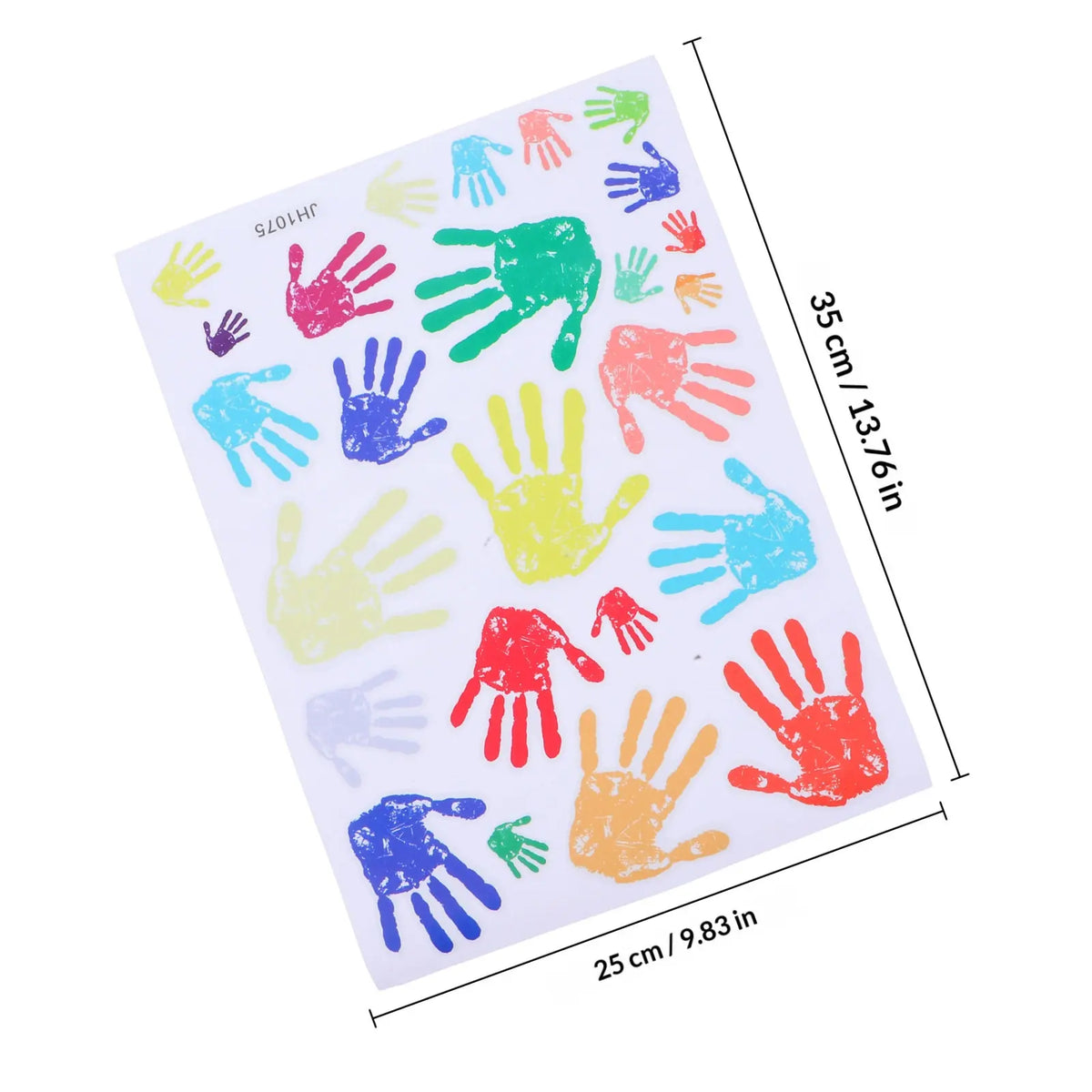 sticker mural empreintes mains couleur vives décoration enfantine chambre adhésif réversible dimension 35x25cm