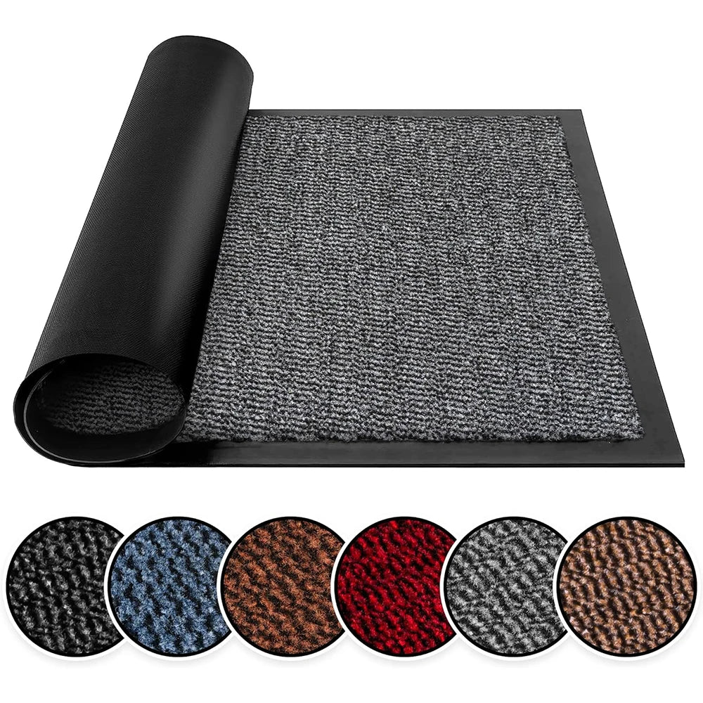 tapis d'entrée noir texture granulée moderne antidérapant polypropylène polyester 40cm 60cm