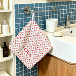 serviette toilette moderne noir rose logo tous chien symboles coeurs paix