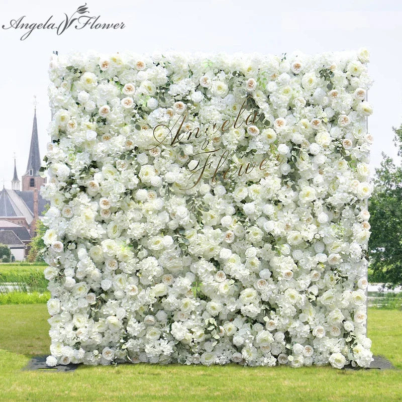 panneau décoratif floral blanc vert fleurs artificielles moderne élégant intérieur extérieur mariage romantique