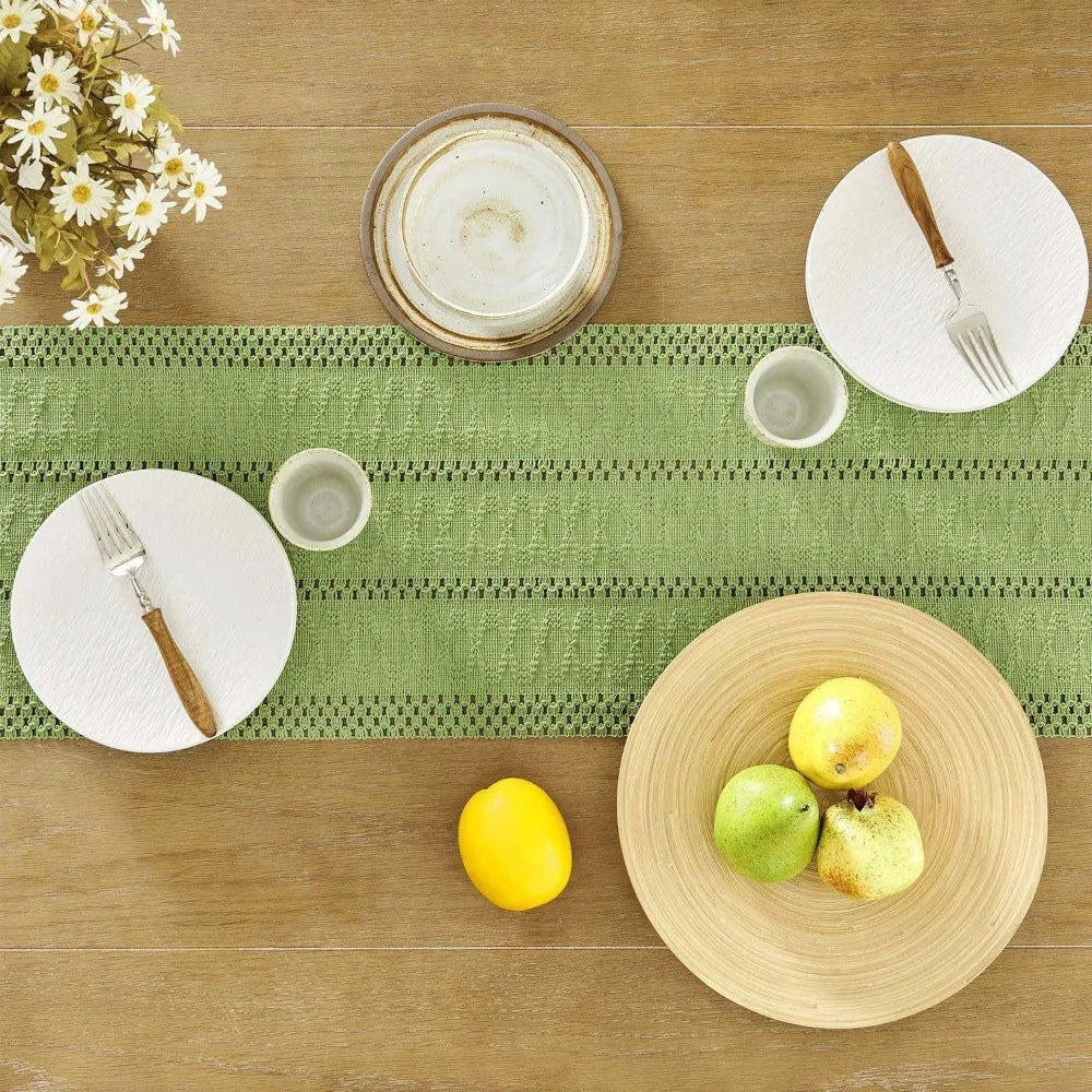 chemin table boho rustique franges motifs géométriques coton polyester décoration table manger fête