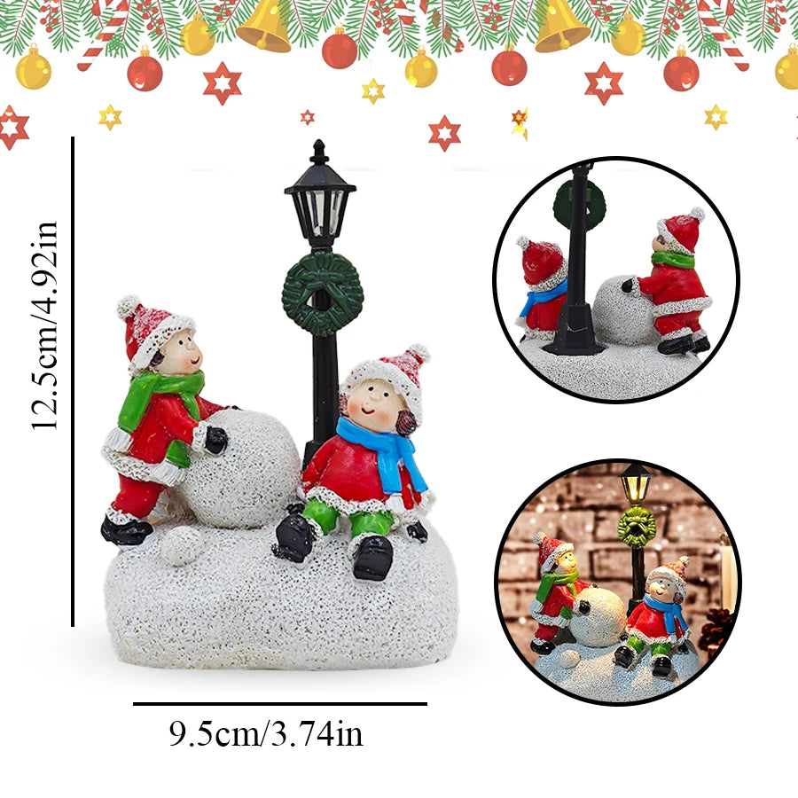 Scène de décoration de table de Noël complète avec statue pastorale centrale