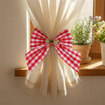 rubans décoratifs rideaux carreaux rouge blanc clips ajustables maison rustique