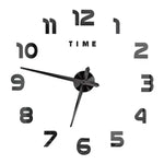 horloge murale moderne quartz aiguille adhésive noir doré salon grande taille