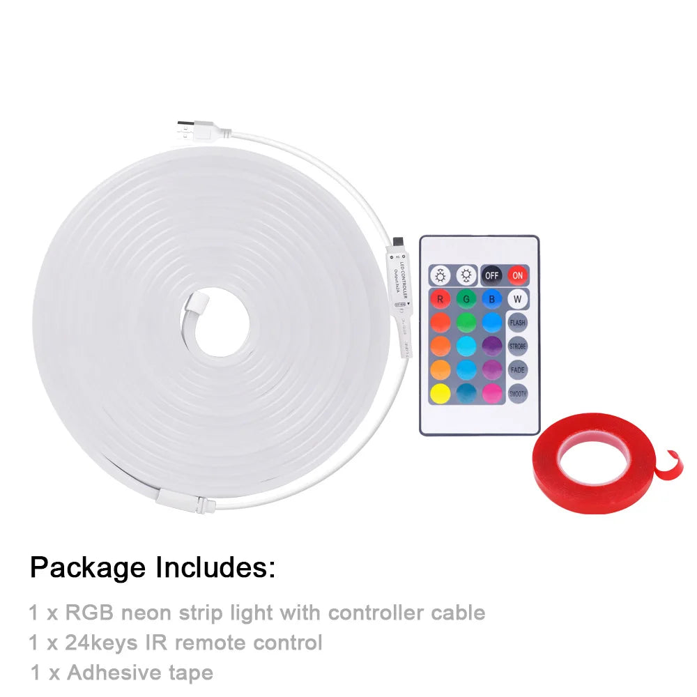 ruban led néon rgb flexible 24 touches télécommande adhésif moderne