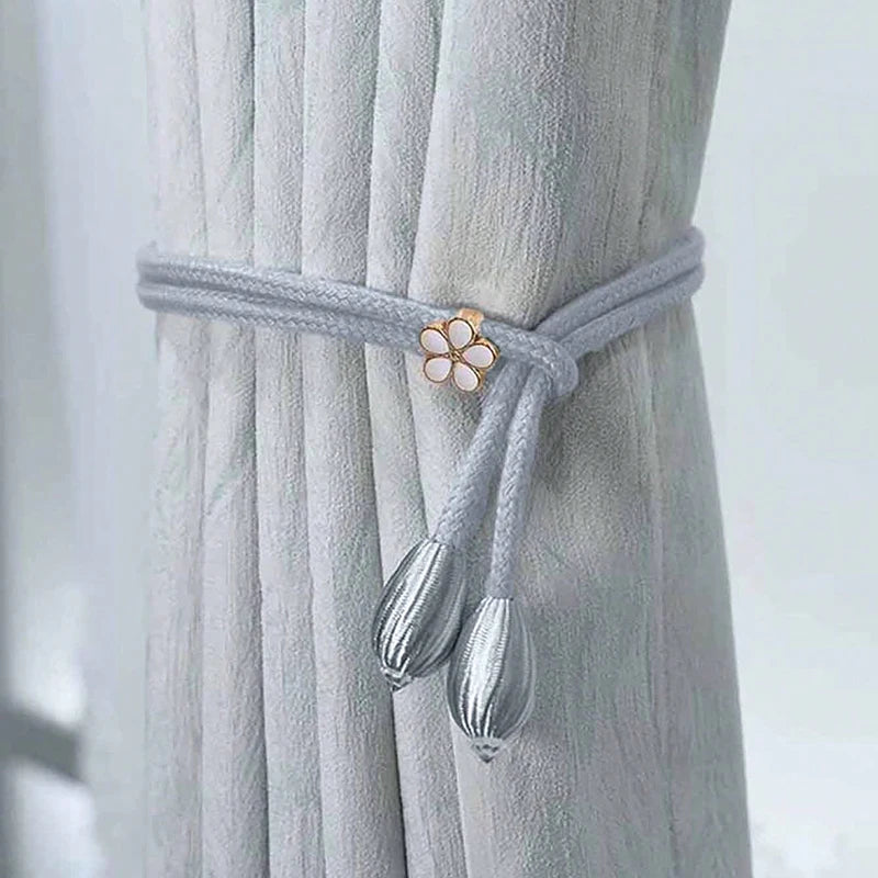 ruban rideaux blanc tissé noeuds décoratifs classique élégant anneau métallique decoration maison