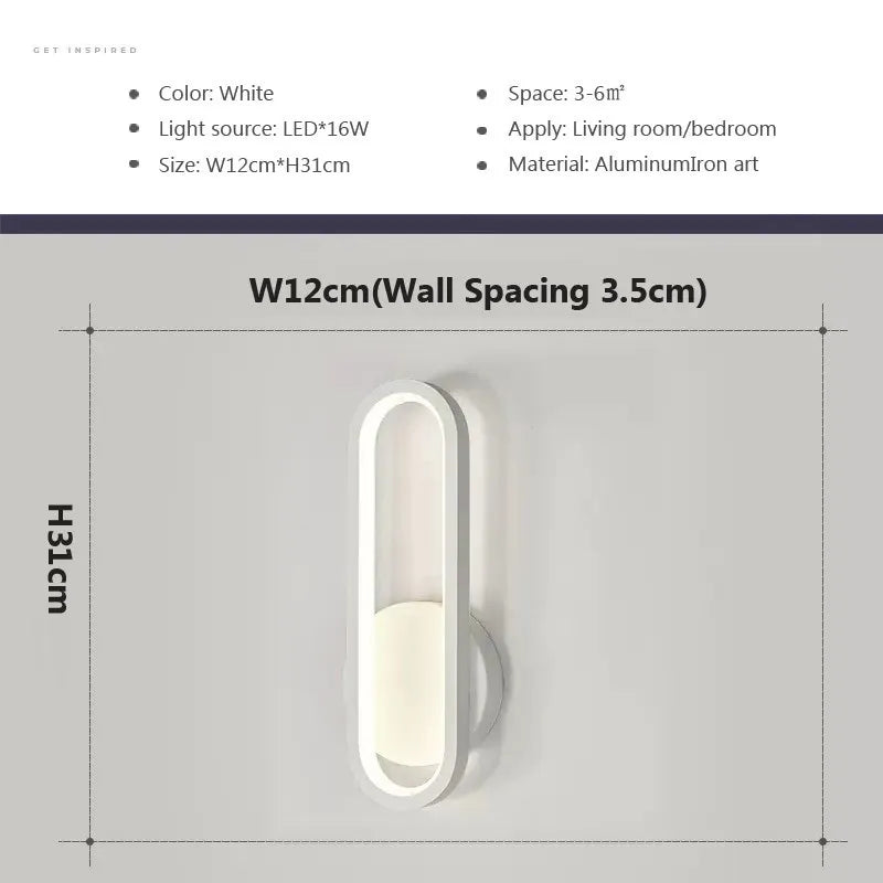 applique murale moderne blanc doré noir rectangulaire ovale sans fil led eyelets chambre salon