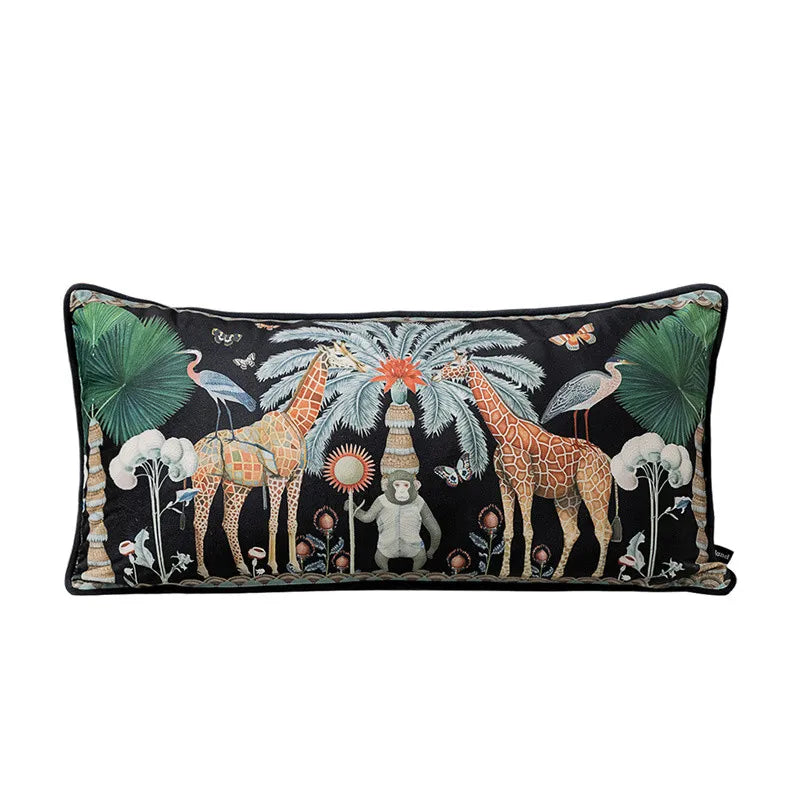 housses coussins velours animaliers vintage tigre girafe éléphant noir décor maison sofa lit voiture