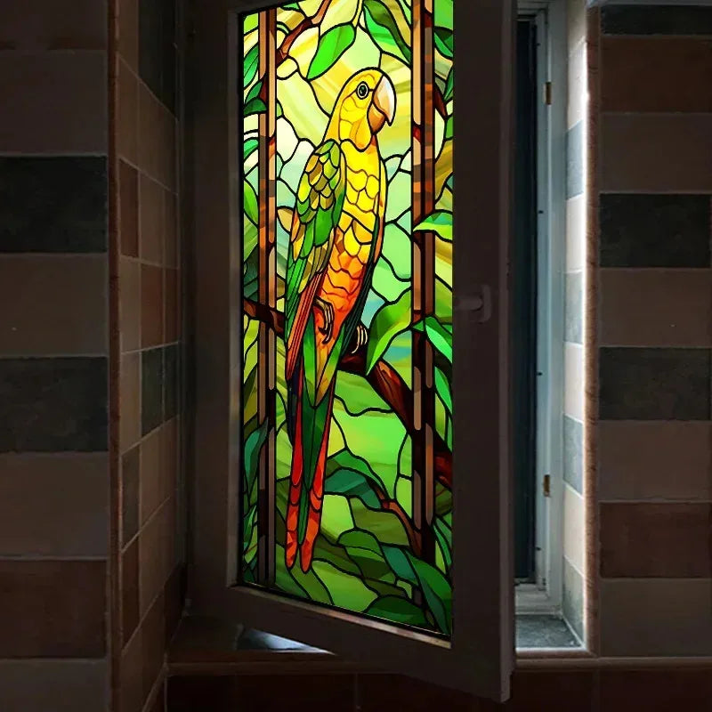 film verre statique décoratif oiseaux fleurs motifs opaques art déco nouveau instructions