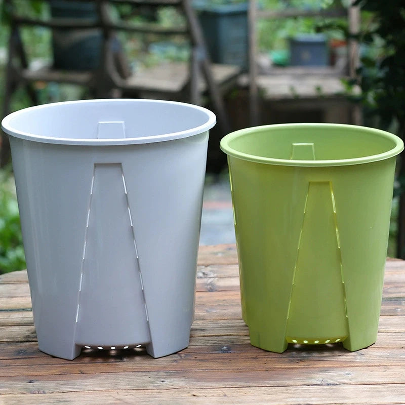 Pots fleurs modernes plastique vert couvercle motif branches blanc minimalistes