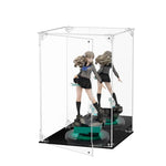 boîte rangement acrylique transparente couvercle figurine collection socle noir clips