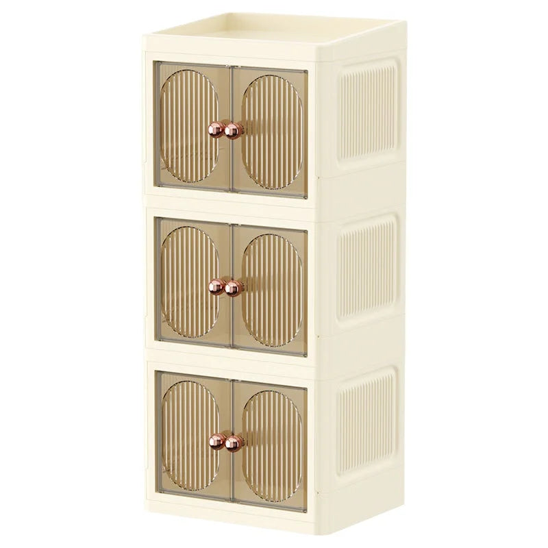 boîte rangement cosmétiques porte opaque moderne poignées dorées compartiments multiples élégante organisation produits soins