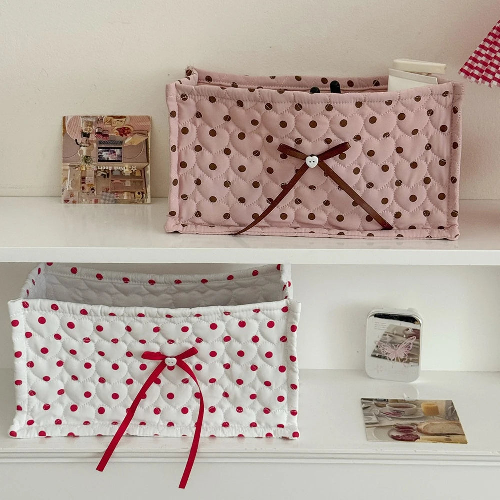 boîtes rangement coton pliables rose blanc noir pois texturées