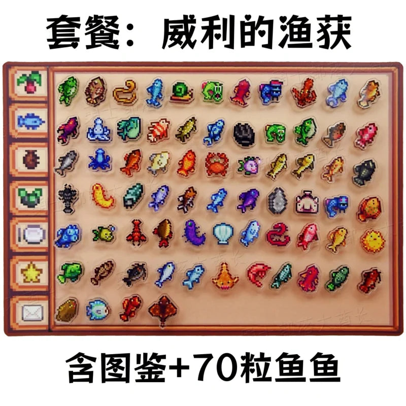 aimants réfrigérateur stardew valley pixel art pêche fruits légumes animaux marins