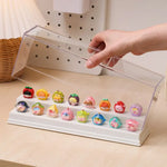 présentoir transparent empilable rangement figurines miniatures blanc beige