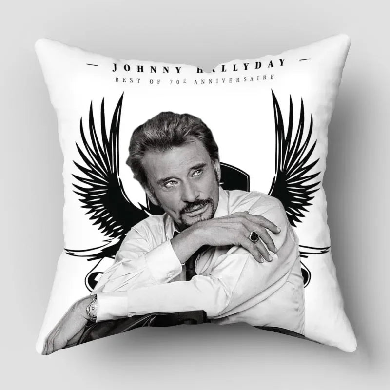 taie d'oreiller johnny hallyday personnalisable couleurs noir bleu vert blanc violet motifs couleurs noirs