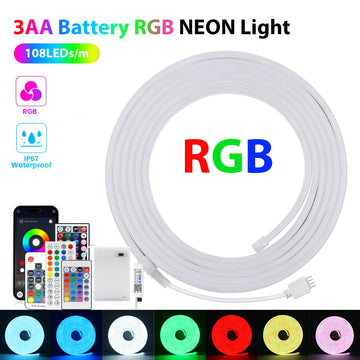ruban led neon blanc étanche rgb télécommande bluetooth décoration maison moderne adhésif lumière colorée