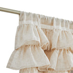 rideau lin rustique opacité beige clair plissé cuisine fenêtre simple