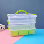 boîte rangement transparente moderne multicolore compartiments réutilisable plastique respectueux environnement poignées détachables