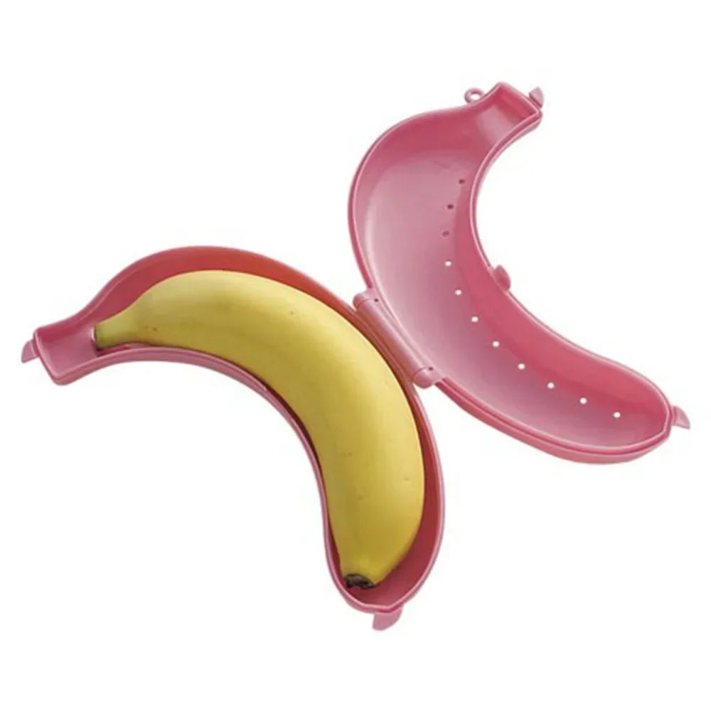 boîte rangement porte banane clips moderne imprimé bananes couleurs vert jaune rose