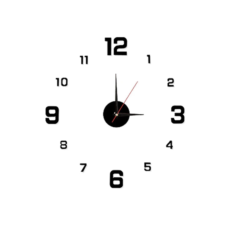 horloge murale moderne adhésive stickers numéros 12 noir blanc rouge doré chambre bureauhôtelécole
