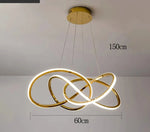 Suspension lumineuse moderne or blanc cercles entrelacés télécommande tricolore lumière led