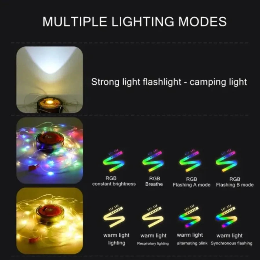 guirlande led rgb portable camping 8m lumineuse décoration tente extérieureambiante