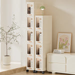 rangement mobile meuble beige compartiments tiroirs moderne minimaliste roulettes salon cuisine chambre