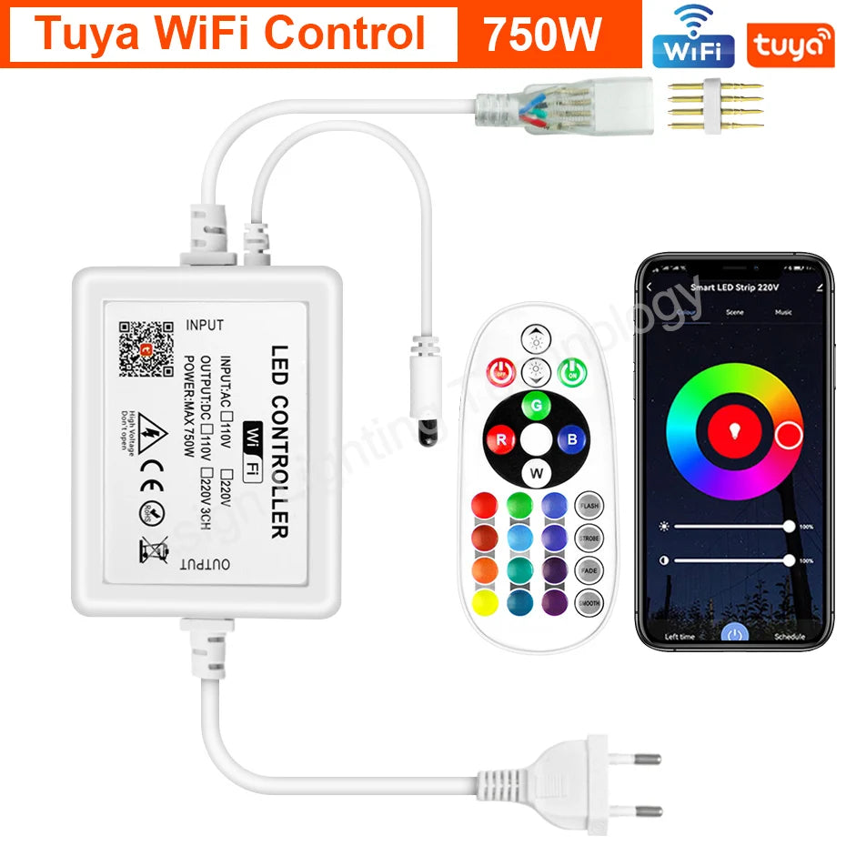 contrôleur led 220v 750w 1500w bluetooth tuya wifi télécommande noir blanc moderne