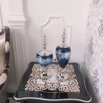 vases décoratifs bleu doré texture miroir opacité classique base solide