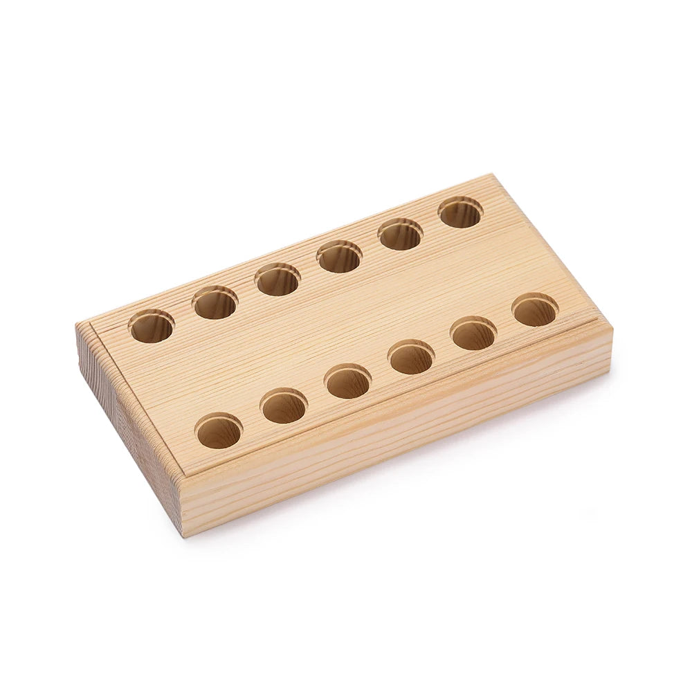rangement outils bijouterie 12 trous bois naturel surface lisse rustique minimaliste pinceaux