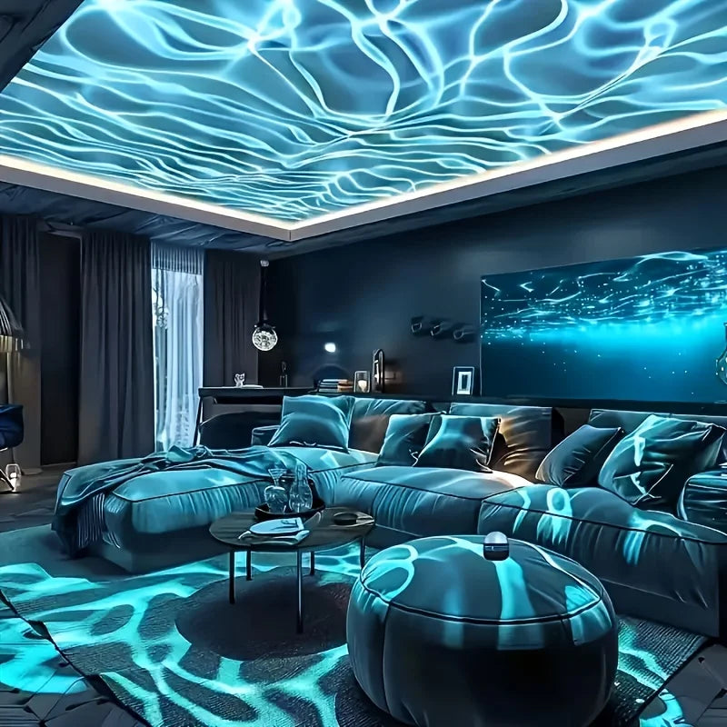 projecteur led effet eau ondulante bleu noir moderne modes d'éclairage télécommande ambiance chambre