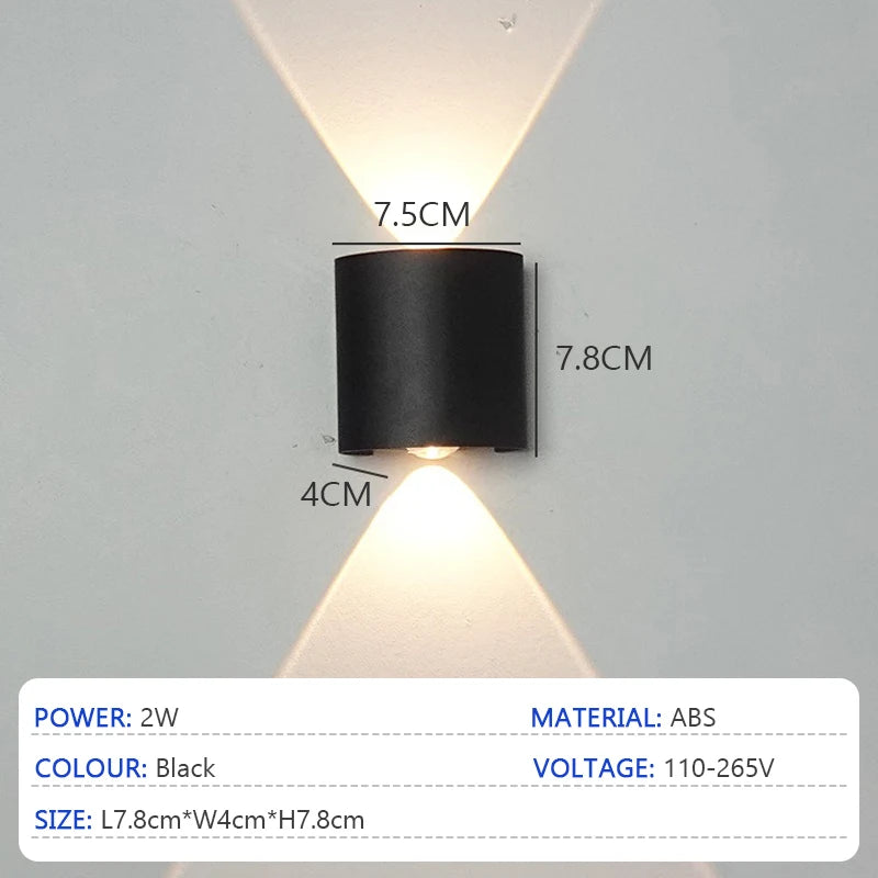 lampes murales led modernes noires étanches ip65 extérieures intérieures 2w 4w 6w 8w 10w