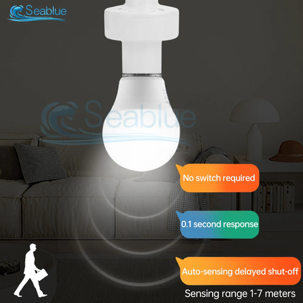support lampe radar induction e27 blanc moderne adhésif led économieénergie