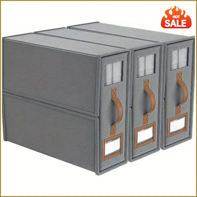 boîtes rangement gris modernes fenêtres pvc étiquettes personnalisables velcro rechargeables
