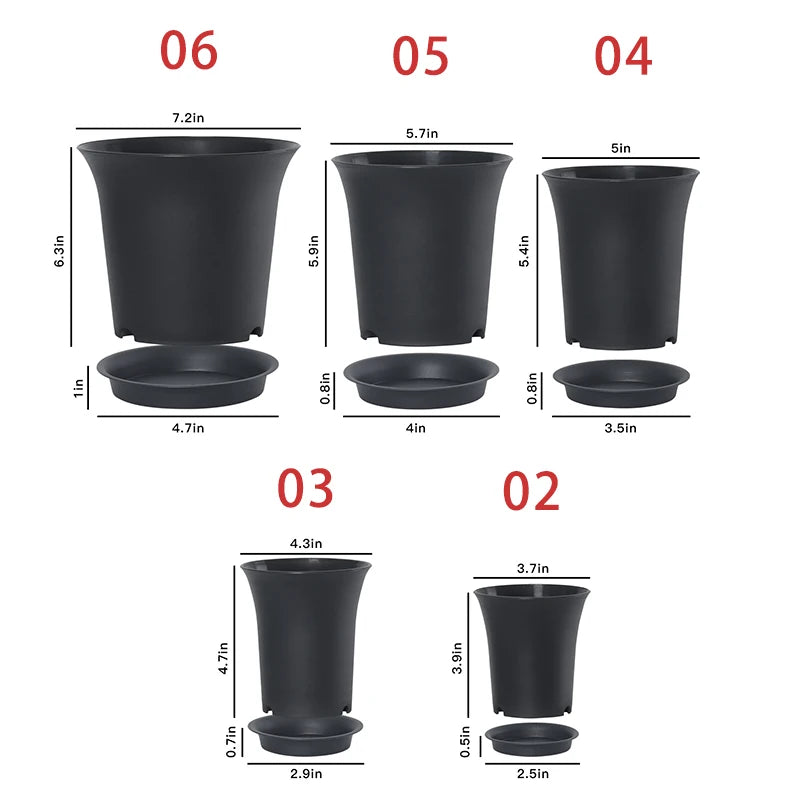 pots fleurs noirs modernes plastique plateau différentes tailles jardinage durable