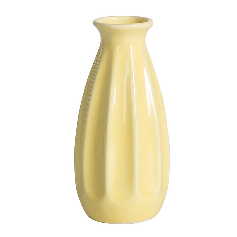 vases céramique moderne rayures horizontales orange blanc rose jaune vert clair