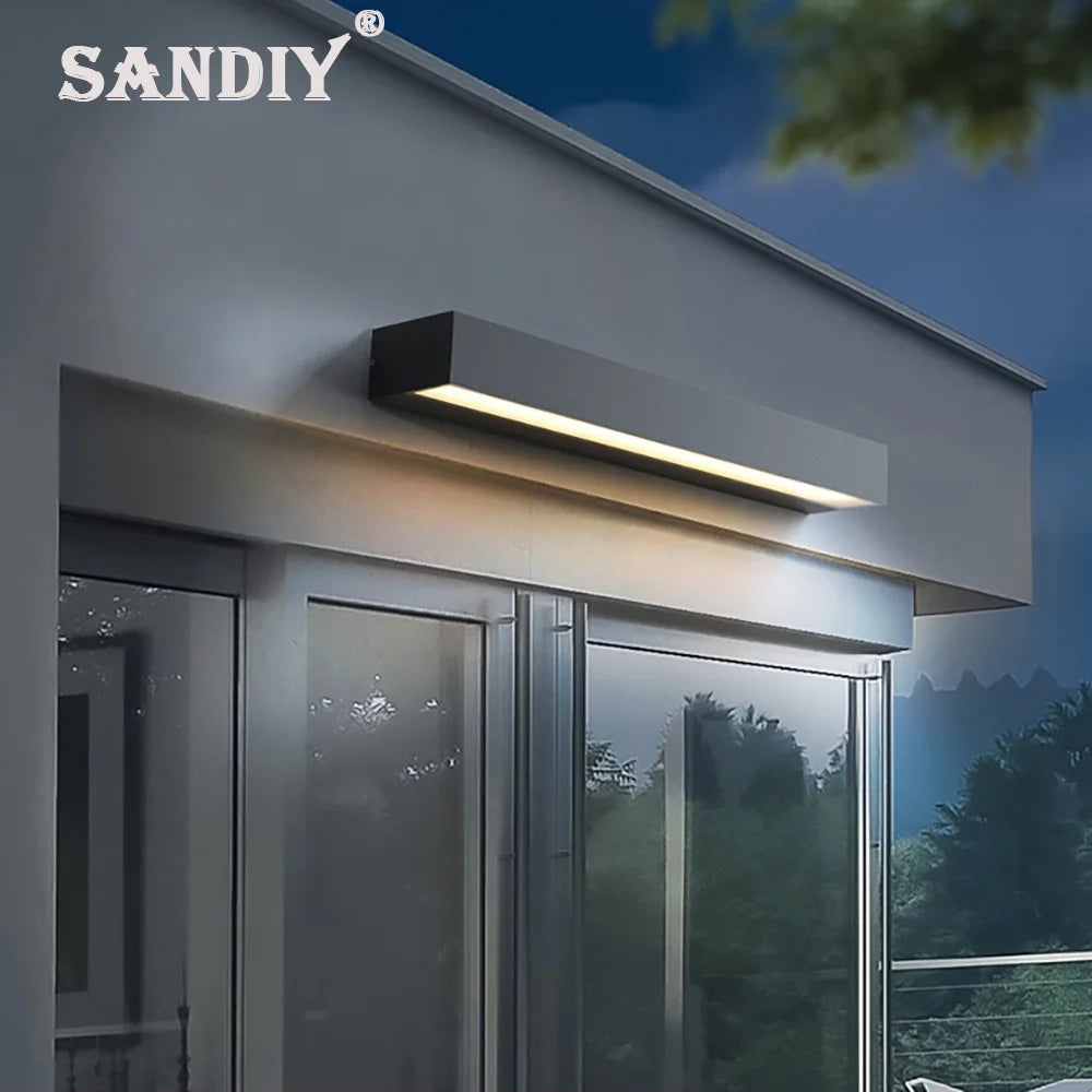 lampe murale led moderne étanche ip65 noir 20cm 30cm 50cm câble électrique verre