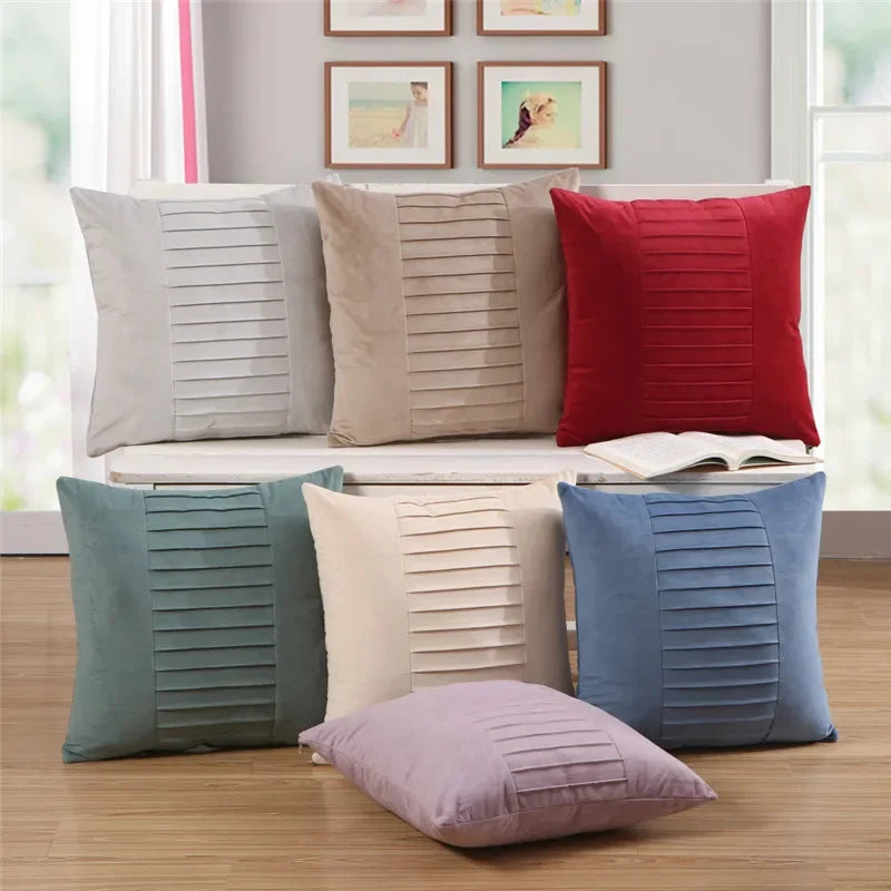housse coussin carré peluche plissé moderne lit sofa voiture bleu rouge blanc