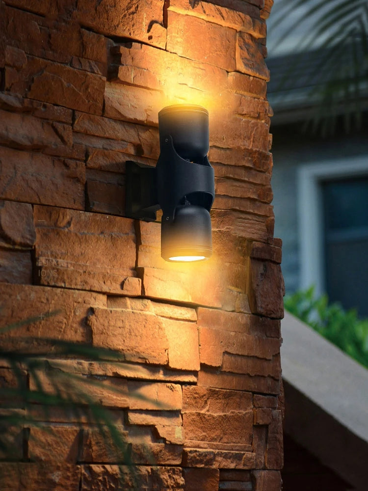 applique murale led contemporaine noir mat extérieure réglable hydrofuge ip65