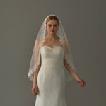 voile mariée blanc dentelle fine classique mariage translucide unique couche bride élégante