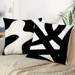 taies d'oreiller imprimées motif abstrait noir blanc contemporaines 45x45cm opaques maison hospitalière