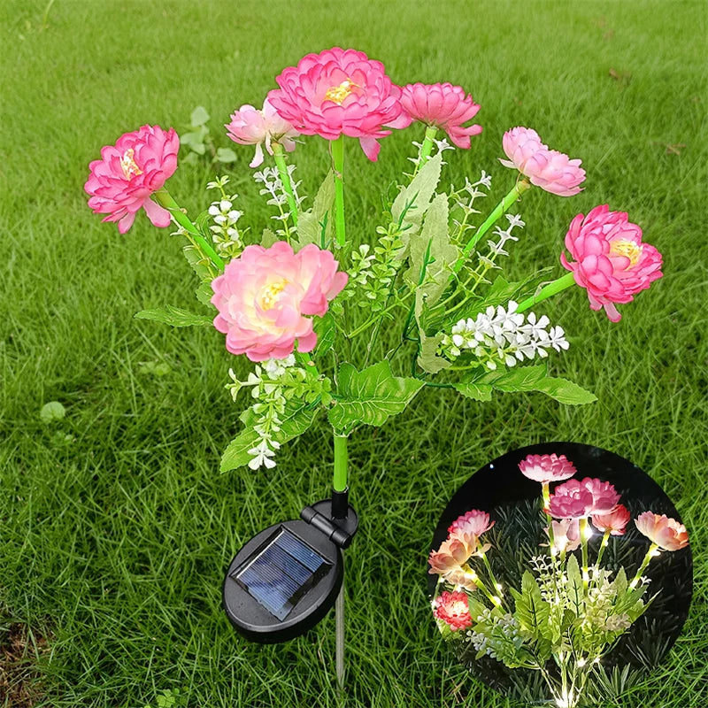 fleurs artificielles lumineuses rouge rose jaune blanche modernes extérieures patio jardin decoration fete noel